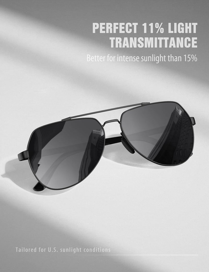 LUENX Aviator Sunglasses for Men Women Polarized New Shades Large Metal Frame - UV 400 Protection - Image 3